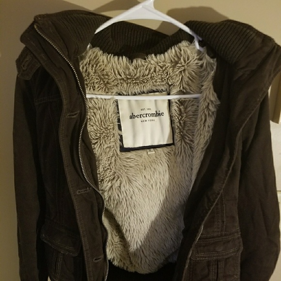 Abercrombie brown bomber jacket fo fur lining - Picture 1 of 3